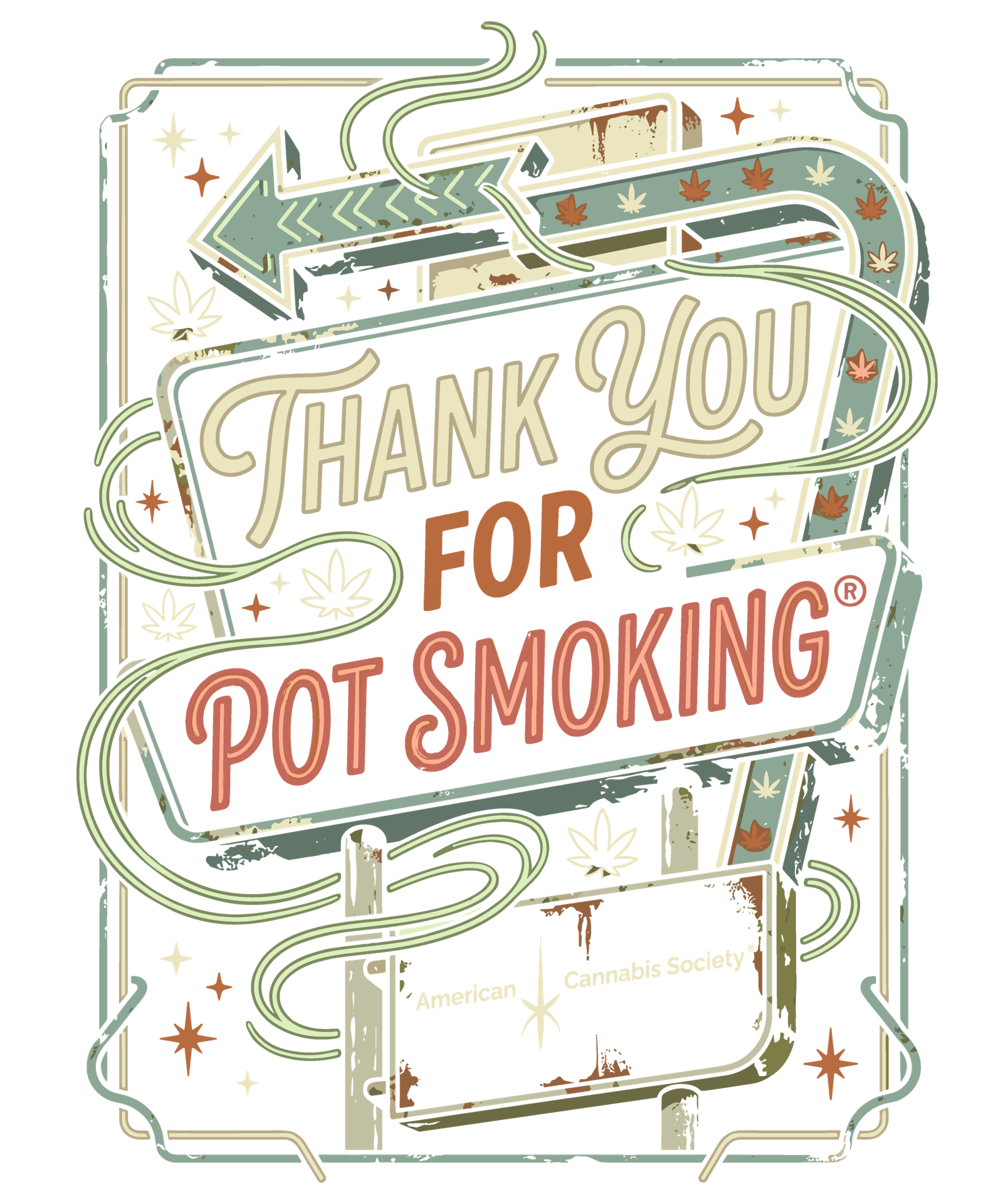 GreenRX™ Thank You For Pot Smoking vintage sign artwork - THCA joints Madison WI